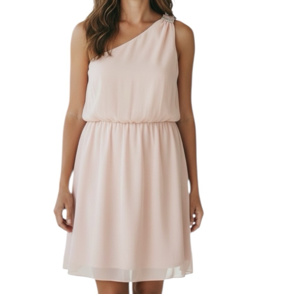 NWT ADRIANNA PAPELL One-Shoulder Sleeveless Embellished Chiffon Dress Size 16